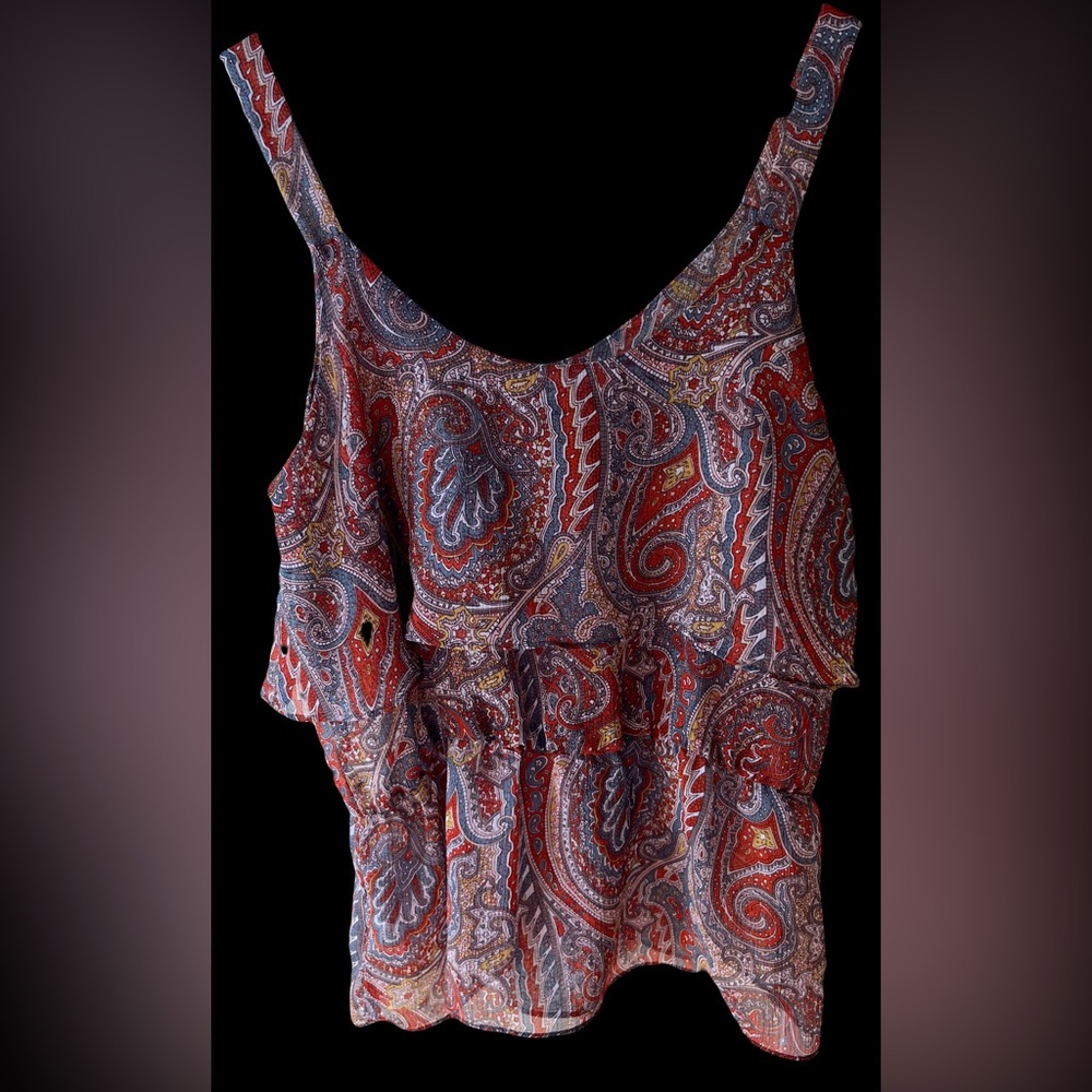 Super Adorable BOBEAU Frilled Tank Top with Tie-Front Size: Medium